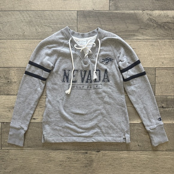 Champion Sweaters - Champion University of Nevada Wolf‎ Pack Lace Up Sweater Womens XS Tall Petite